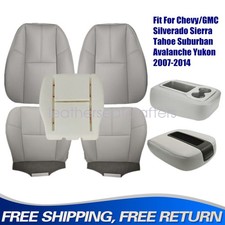 Front Leather Seat Cover Gray Foam For 2007-2014 Chevy Silverado Gmc Sierra