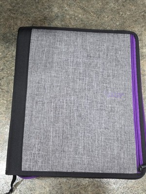 Five Star Zipper Binder Portfolio 3-Ring Expanding File Grey/Purple 