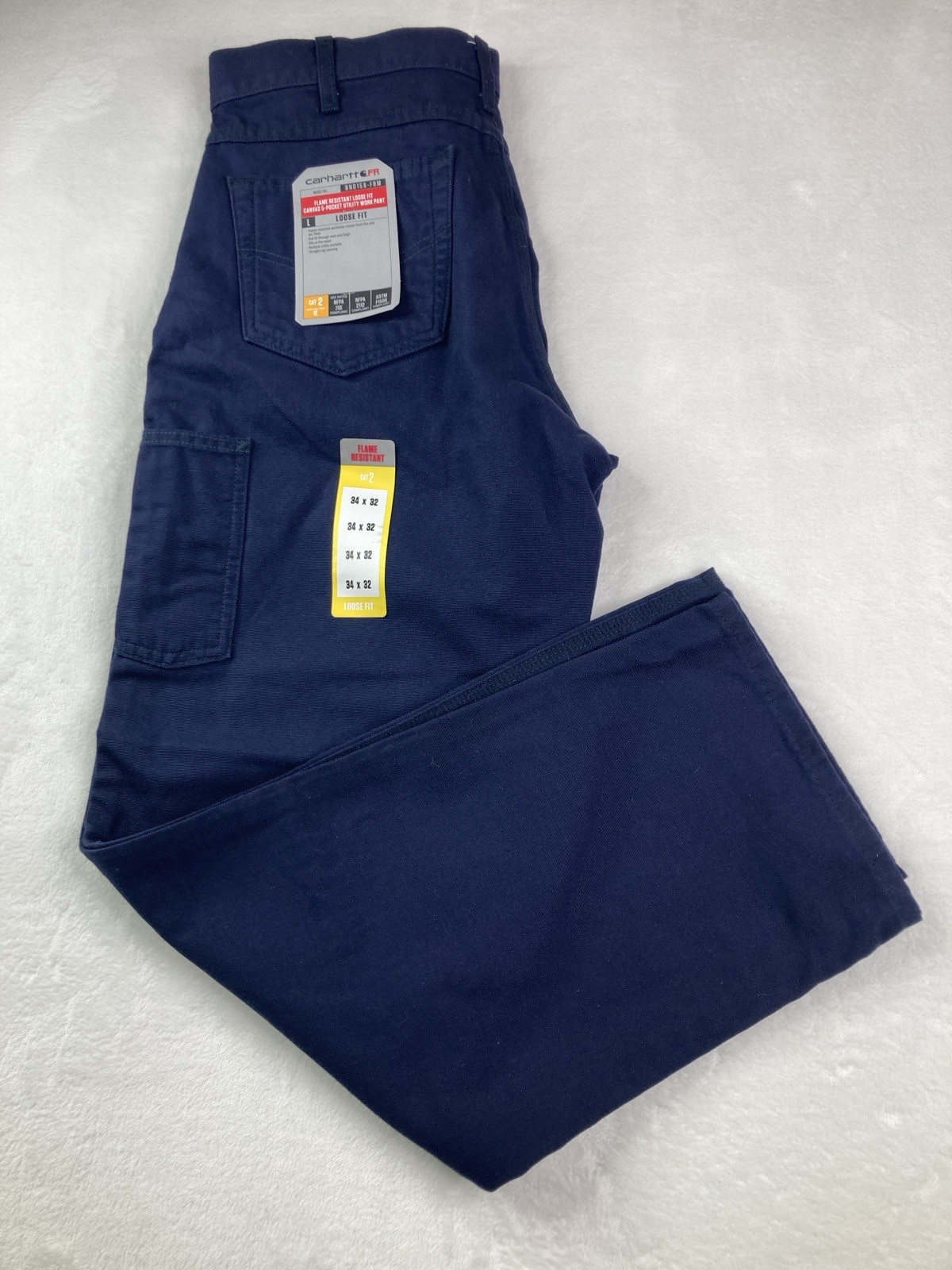 Carhartt FR Loose Fit Canvas Work Pants Navy Flame Resistant Men 34x32 NEW thumbnail 9