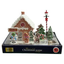 Weihnachtsdeko Lebkuchenhaus Weihnachtshaus SET mit LED-Licht Tischdeko
