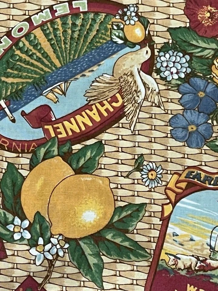 Sharon Kessler Concord Fabric 28" x 44" pc Flowers & Fruits Basket Weave Backed - Image 4 of 4