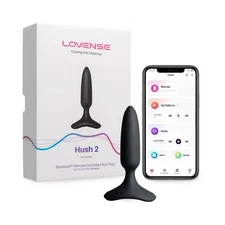 Lovense Hush 2 Rechargeable App Compatible Silicone Vibrating Anal Plug 1in