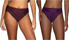 New 2 Pairs Vanity Fair Illumination Hi-Cut Panties 13108 Sangria Size 7 L NWT
