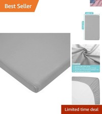 15" x 33" Fitted Bassinet Sheet, 100 Natural Cotton Jersey Knit, Gray, Soft ...
