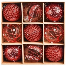 3.15" Foam Large Christmas Ball Ornaments Glitter Sequin Christmas Balls Red Sha