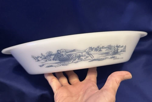 Glasbake Currier & Ives Divided Dish - VTG #J-2352 -Gorgeous -Hard To Find Piece