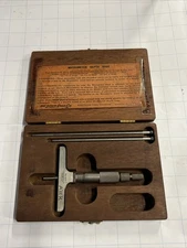 Vintage Lufkin Micrometer Depth Gage No. 513 with wood case