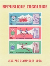 Togo C85a Souvenir Sheet 1968 Olympic Games Bobsled Track and Field Airmail