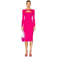 SER.O.YA Irene Dress Midi Long Sleeve Bodycon Cutout Stretch Jersey Pink M NWT