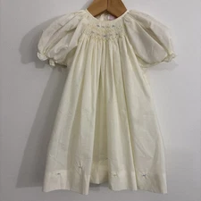 Petit Ami Smocked Baby Girl Bishop Dress Pale Yellow Embroidered 3 Months