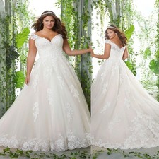 Boho Lace Applique Wedding Dress VNeck Off Shoulder Plus Size Luxury Bridal Gown