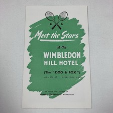 Wimbledon Hill Hotel Flyer Meet The Stars Tennis Fortnight 1955 Rare Collectible