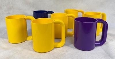 Heller Massimo Vignelli Vintage Plastic Mugs - Lot of 7 Multicolor Cups