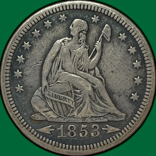 1853 Arrows and Rays Seated Liberty Quarter Extremely Fine XF Coin #32435