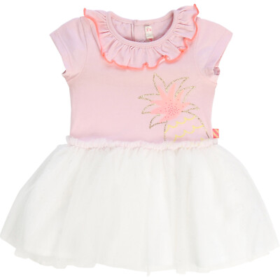 Billieblush Baby Kleid weiß rosa mit Rockteil aus Tüll Glitzer Ananas  68 - 98 