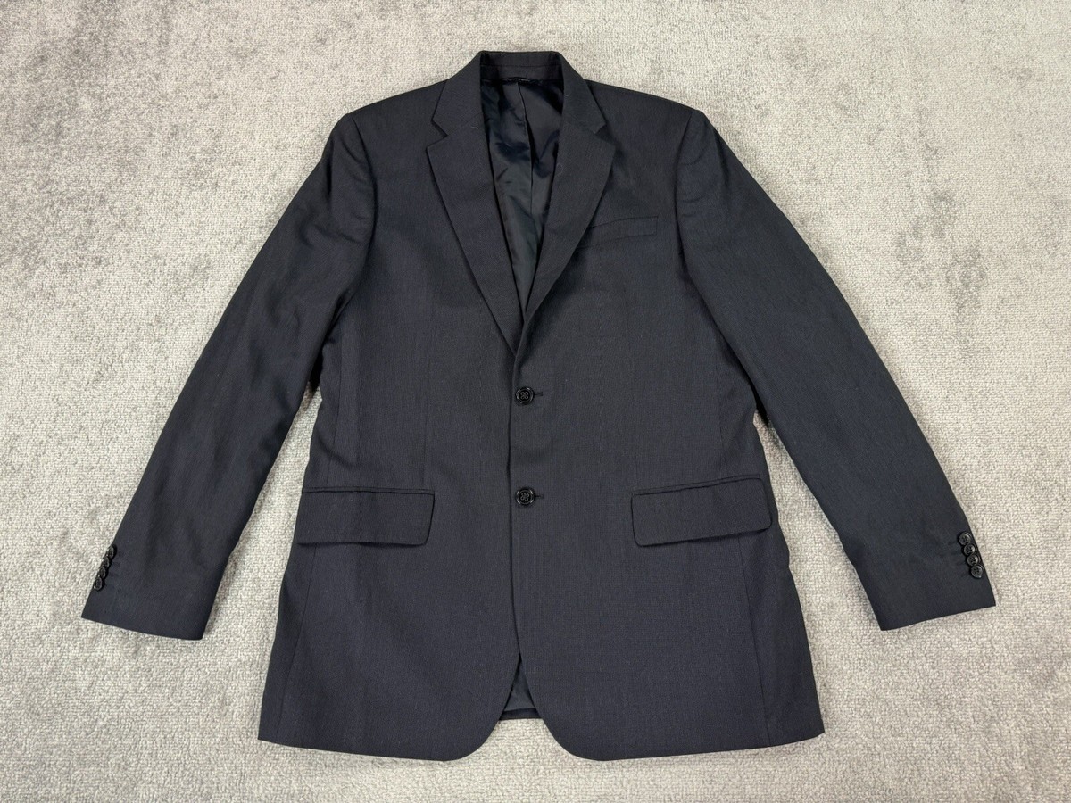 Banana Republic Suit Jacket 42 L Blue Flannel Birdseye