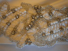 Pronovias Ivory Fabric Wedding Dress Sash Crystals Beads Embroidery New