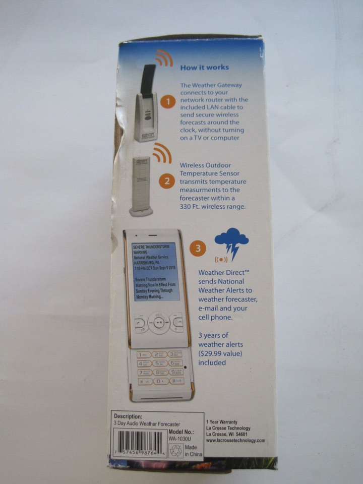 La Crosse Audio Forecaster W/ Weather Alerts NIB eBay