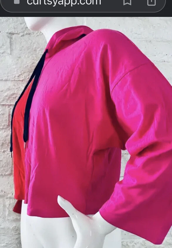 Felpa con cappuccio Good Luck Gem Nordstrom donna taglia XL San Valentino rosa ritagliata rossa NUOVA