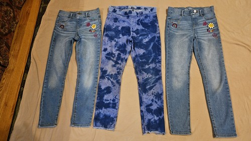 3 PR GIRLS SIZE 10/12 JEAN LEGGINGS, JEGGINGS LOT WONDER NATION, STRETCHY, VGC - Picture 2 of 4