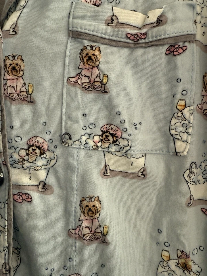 Juego de pijama PJ Salvage para mujer de 2 piezas lindo perro Yorkie pijamas dormir suave cálido cómodo Foto 2 de 4