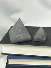Basalt Stone Egyptian Hieroglyph Symbol Pyramid Paperweight Hand Carved (2)