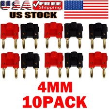 10 Pcs 4mm Gold Plated Dual Banana Plugs Screw Type Speaker Wire Cable Connector