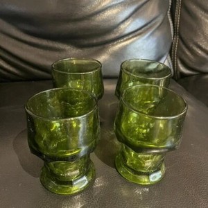 4 Vintage Viking Green tumbler glasses