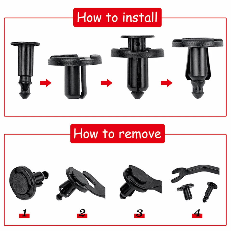 100 пластиковых зажимов для бампера 8 мм заклепки застежки грязевые щитки нажим крыла для NISSAN - Изображение 2 из 4