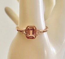 Premium Pink Morganite, White Zircon Halo Ring - Size 10 .90 ctw 