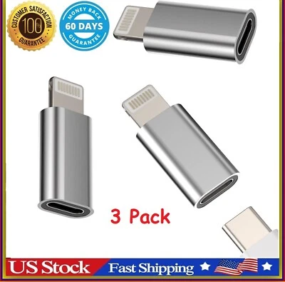 HOYULLI USB C Female to Lightning Male Adapter 3 Pack, Apple MFi Certified, Compatibl...