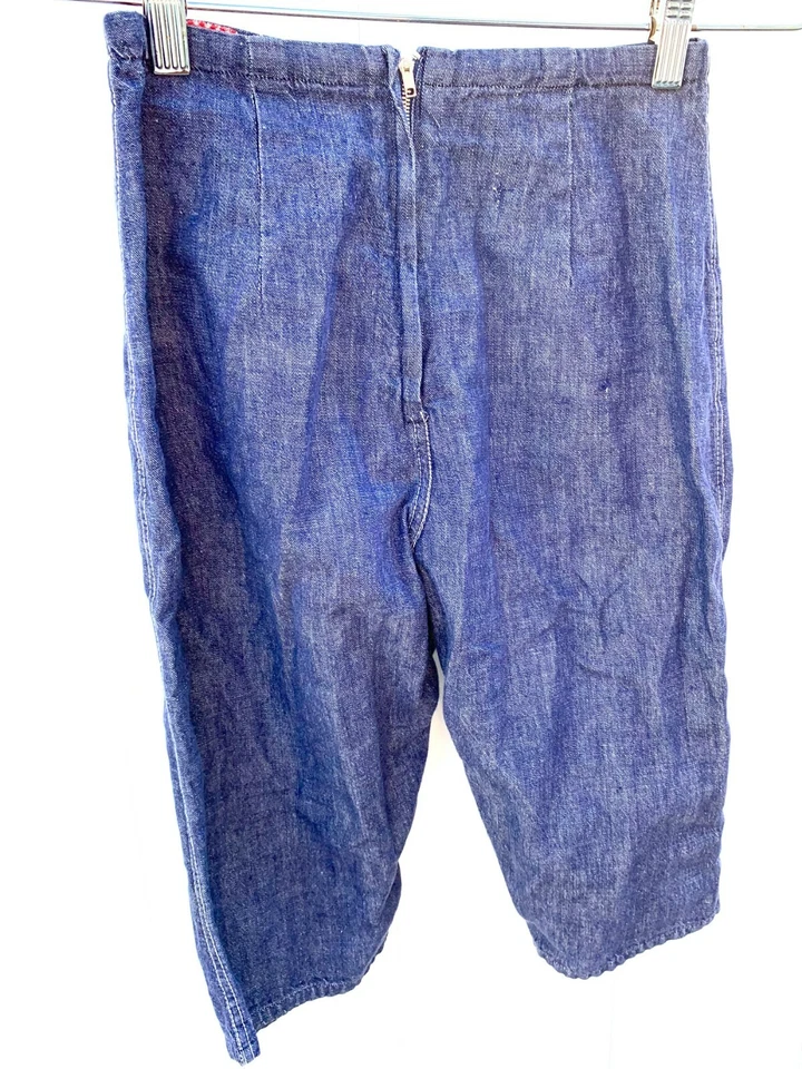 Empujadores de pedales XS de algodón oscuro denim cintura alta cremallera trasera de los años 40 y 50 para mujer Foto 2 de 4