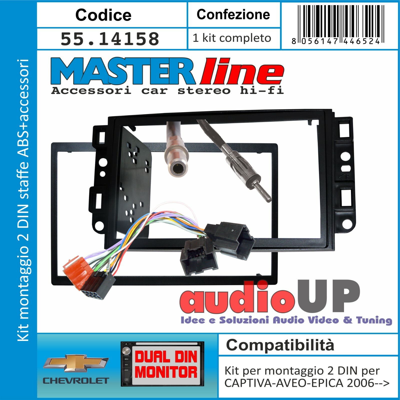 Kit Mascherina 2 DIN Chevrolet Epica 2006-2011 | Cablaggio ISO e Antenna