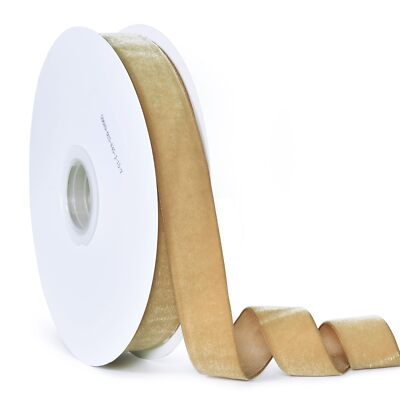 Khaki Velvet Ribbon 1 Inch x 15 Yard Single Face Velvet Ribbon for Choker Hai...