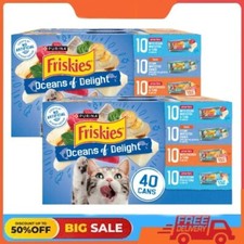 2 Pack Purina Friskies Ocean Of Delight Wet Cat Food Variety Pack, 5.5 oz 80 Can
