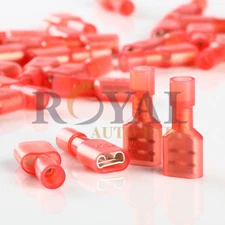 (100) NYLON .250 RED 22-16AWG FEMALE FULLY INSULATED QUICK DISCONNECT Connector