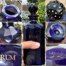 SELTENE ANTIKE GEORGE 111 BRISTOL BLAUER RUM KARAFFE VERGOLDET FACETTIERT 8 ZOLL UM 1760