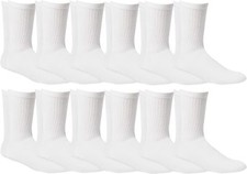 12 Units of Men's Premium Cotton Crew Socks White Size 10-13 - Mens Crew Socks