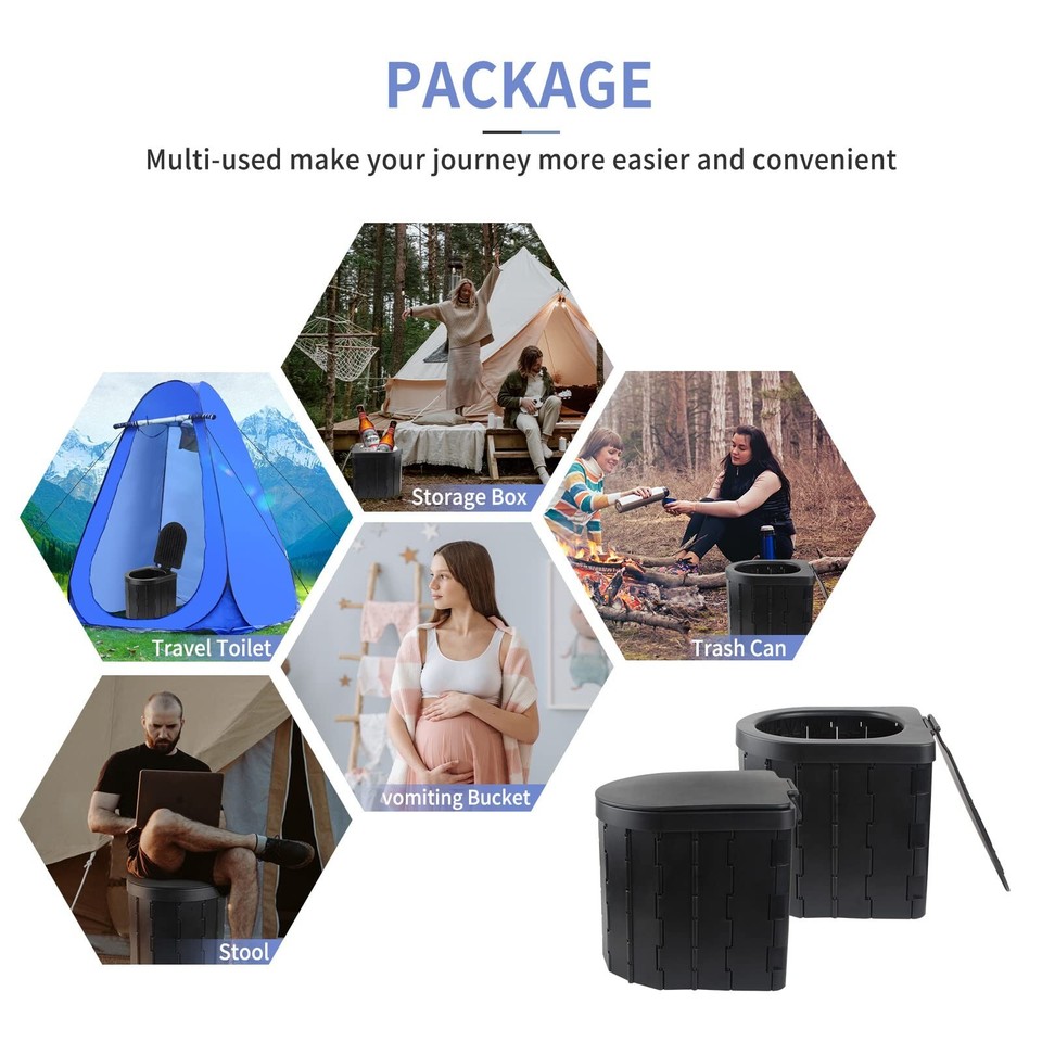Portable Toilet for Camping with Lid, Portable Potty for Adults, Porta