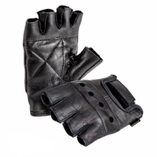 Men Leather Fitness Gloves - Half fingers Leather cycling Workout Gloves
