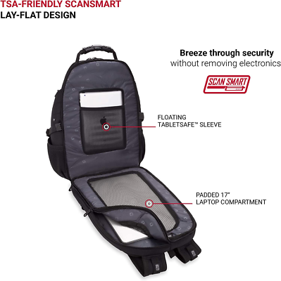 SwissGear 1900 Scansmart TSA 17-Inch Laptop Backpack Black 19-Inch BlackBlack