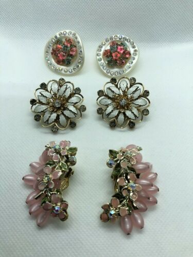 (3) Vintage Clip-On Earrings - Assorted Style & M… - image 1