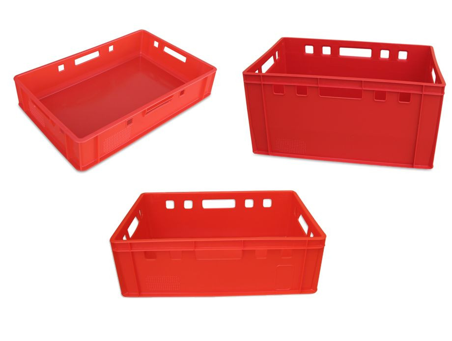 E1, E2, E3 Eurofleischerkiste Metzgerkiste Vorratsbox Stapelkiste Farbe rot NEU