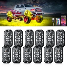 12pods Lightning Rock Lights LED RGBW Pods APP/RF for Truck Underbody Offroading