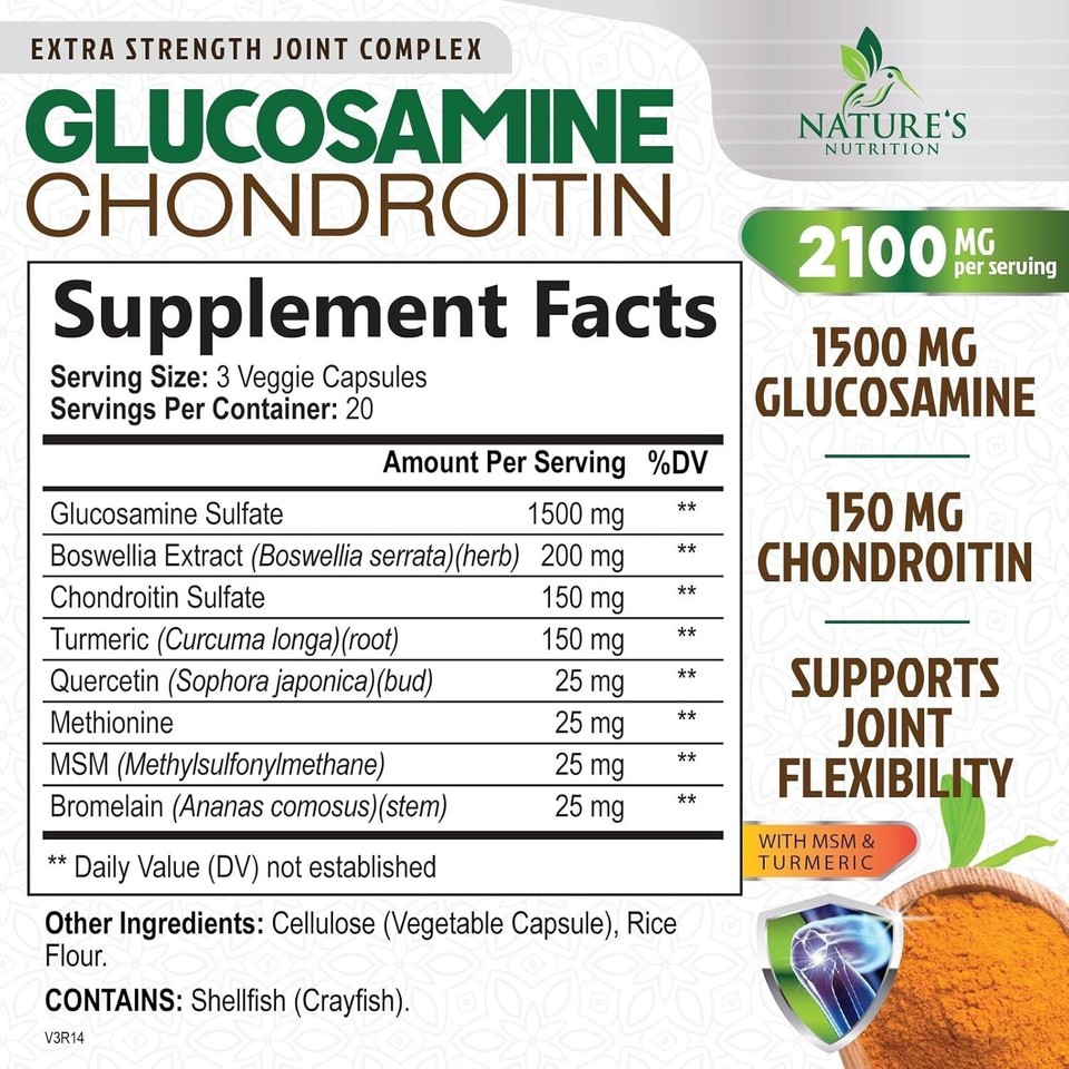 Triple-Strength Glucosamine Chondroitin MSM 2100mg Joint Support - 60 Triple-Strength Glucosamine Chondroitin MSM 2100mg Joint Support - 60