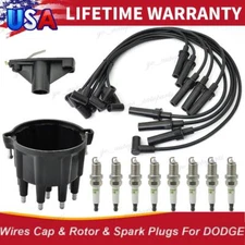 Tune Up Kit Spark Plugs Wires Cap For Dodge Ram Dakota Durango 5.2L 5.9L V8