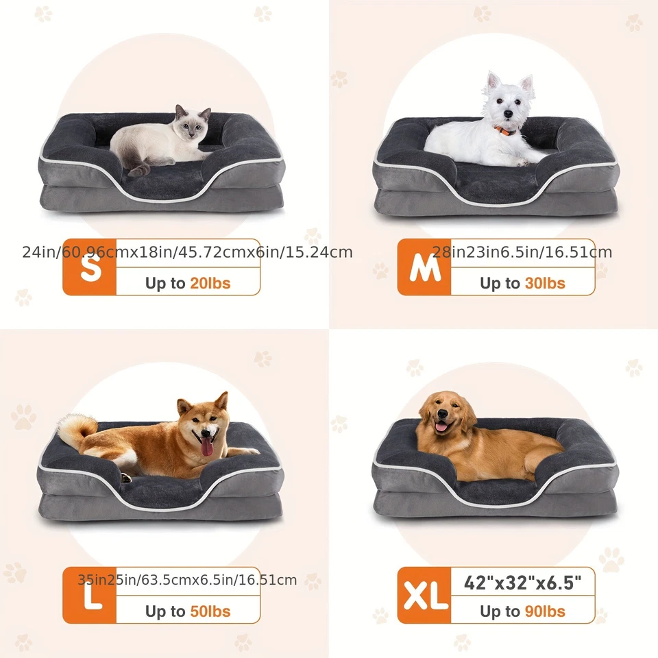 Sofá cama de tela para perros mascotas sofá cama espuma impermeable extraíble con funda lavable Foto 4 de 4