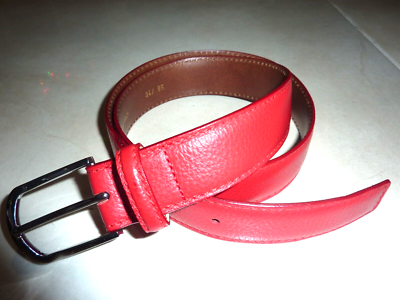 Red Real Leather Belt from Italy Luxury Red Italian Calf Leather Belt | Roger Ximenez main image 3