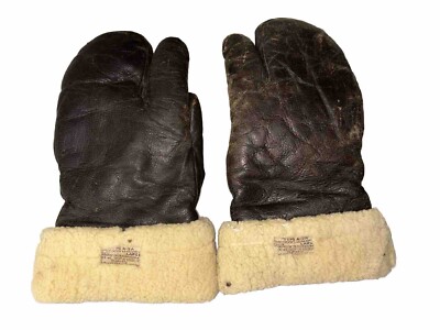 Vintage WW2 US Air Force Leather Bomber Gloves Type A-9A Large