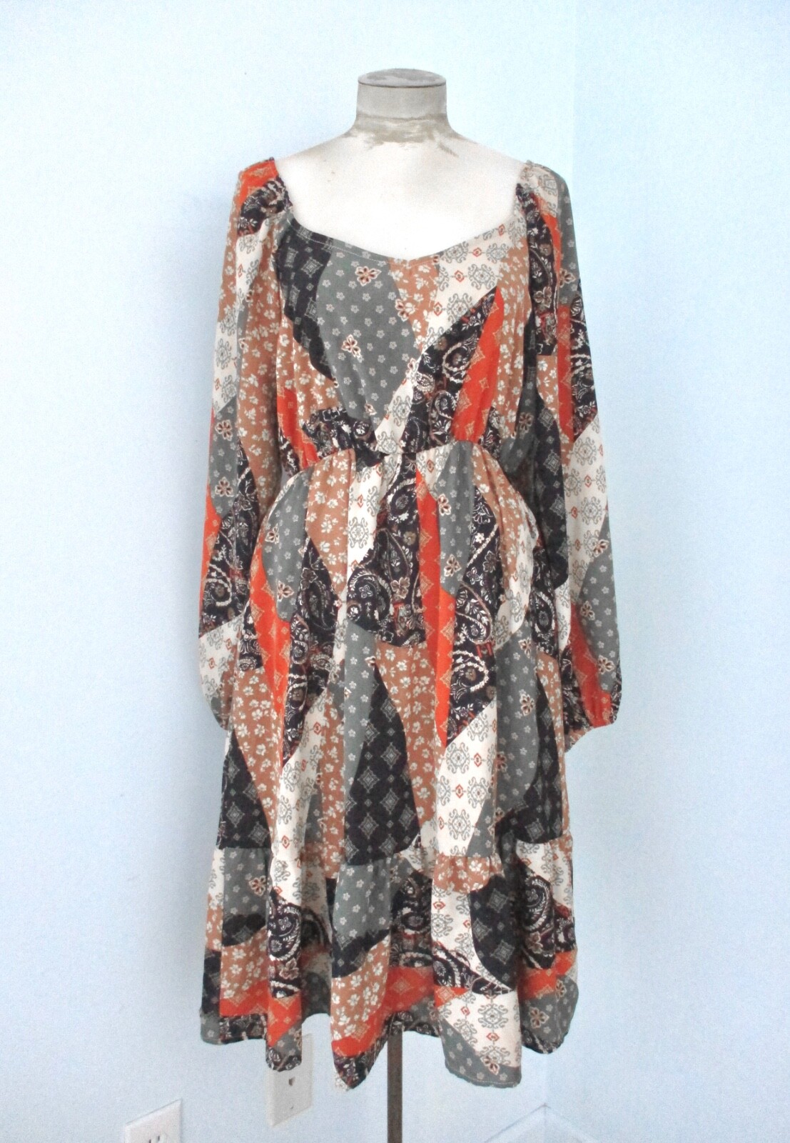 Haptics Holly Harper Patchwork Print Peasant Dres… - image 1